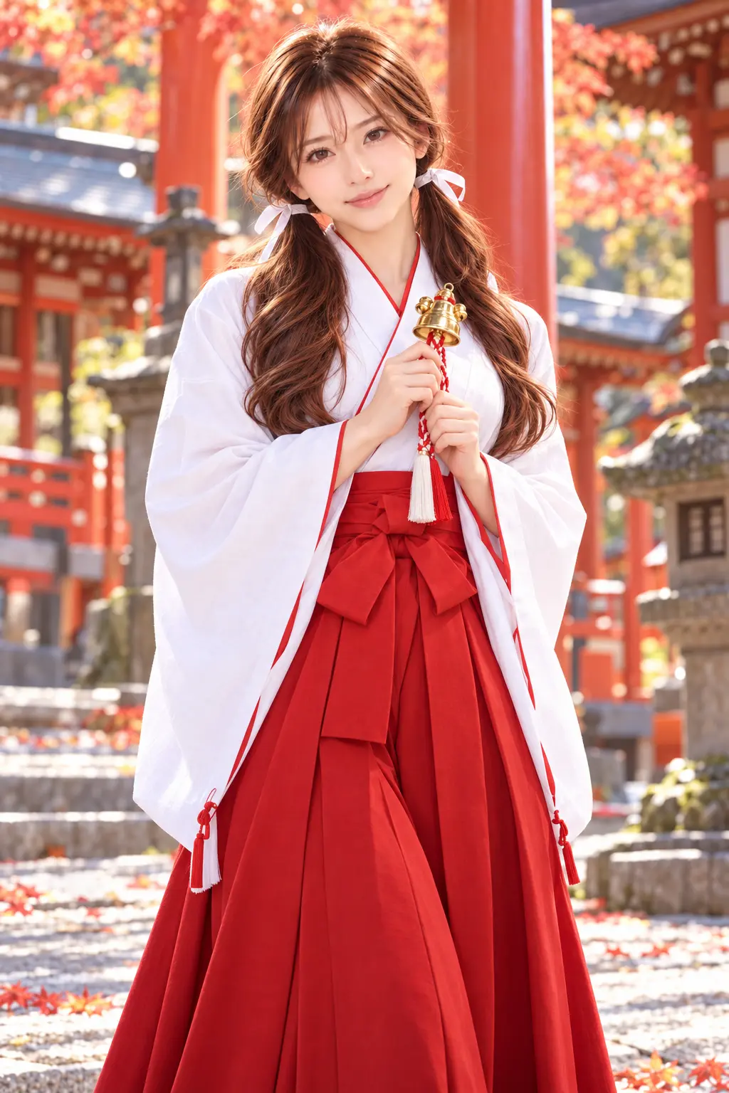 紅白の巫女装束姿の看板娘ゆき
